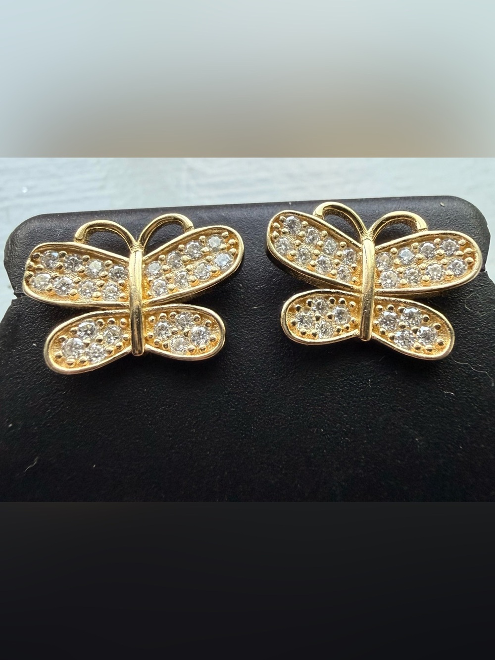 NWT Gold over Sterling Moissanite Butterfly Screw Back Earrings - $350 Retail